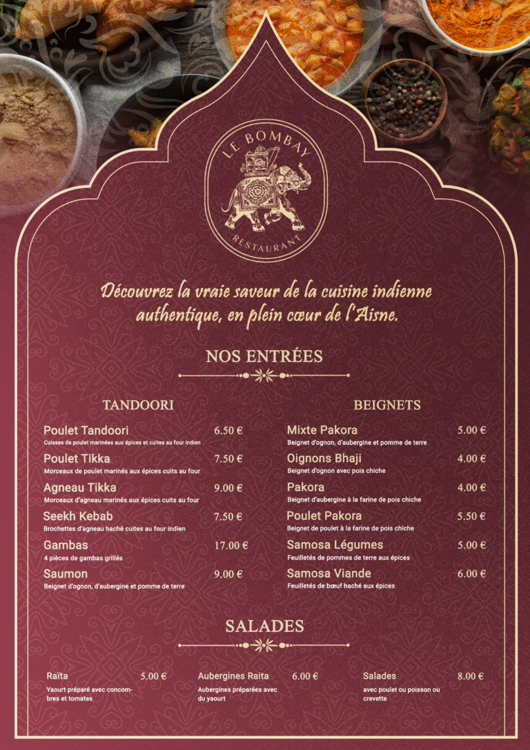 Le Bombay Menu P1