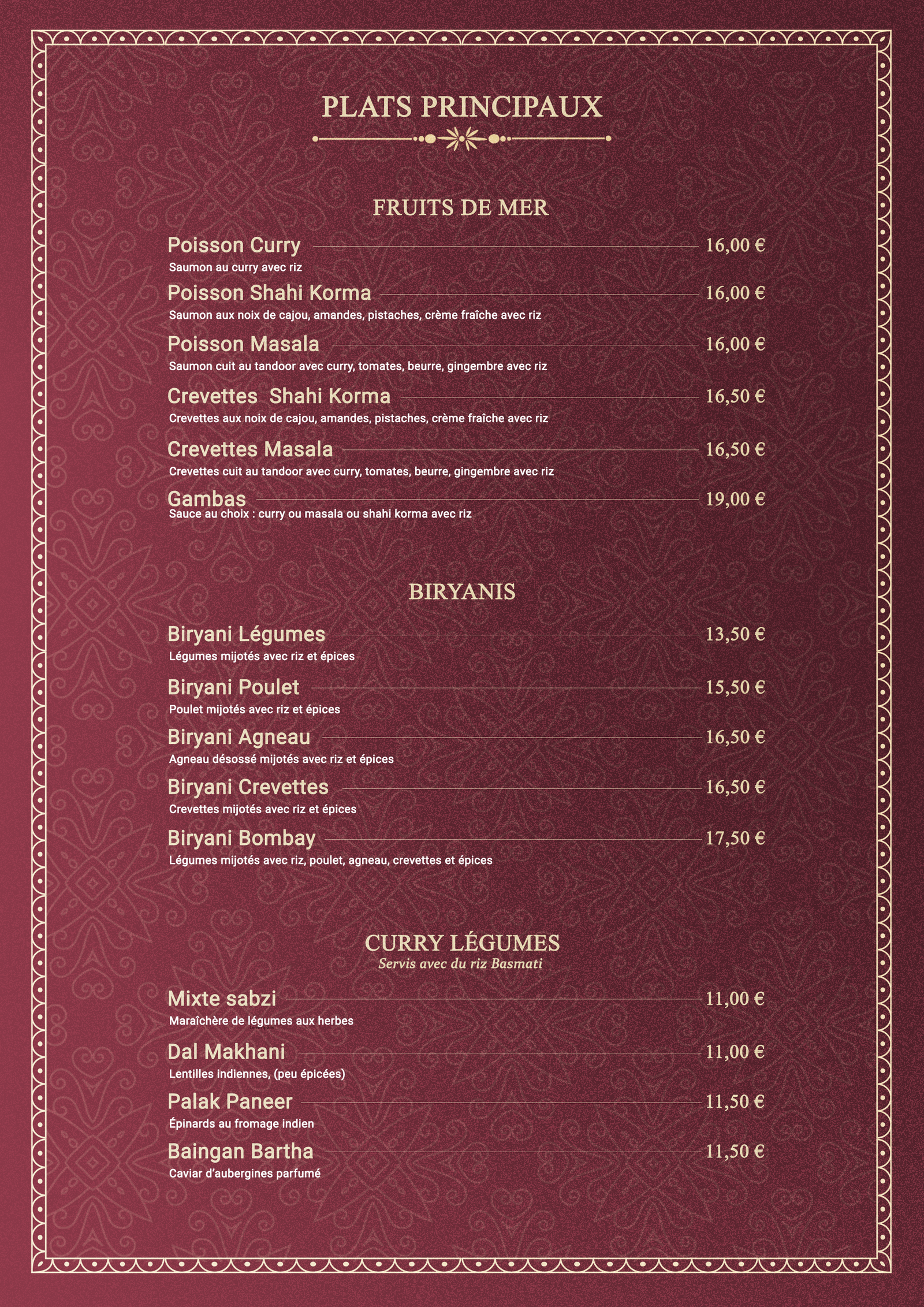 Le Bombay Menu P3