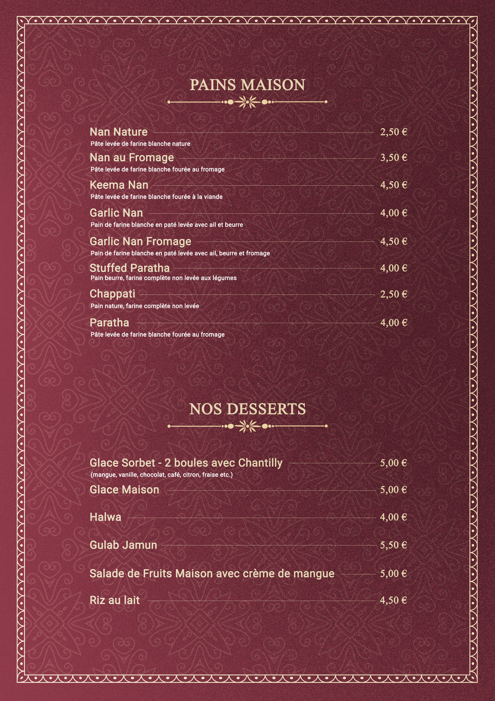 Le Bombay Menu P4