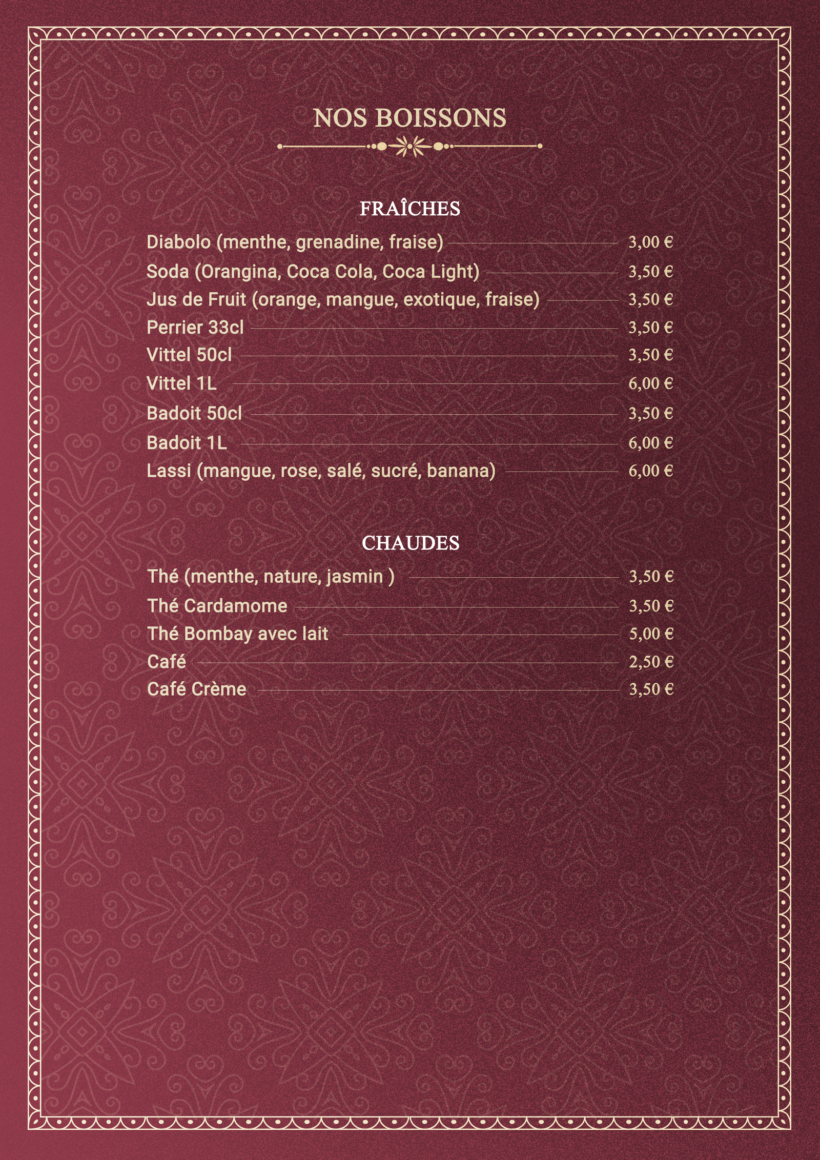 Le Bombay Menu P7
